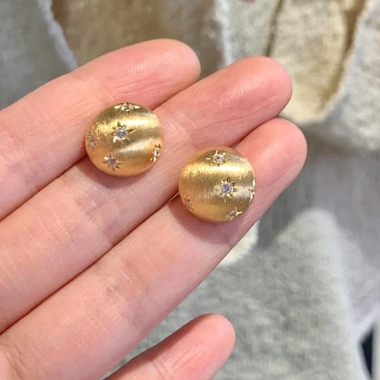 Retro style round brushed diamond inlay starry sky earrings for women exquisite and fashion earings stud luxurious jewelry gifts