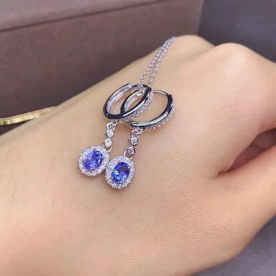 The Latest Designnatural tanzanite Earings Ladies Party Jewelry 925 Pure Silver High-end Jewelry Monopoly