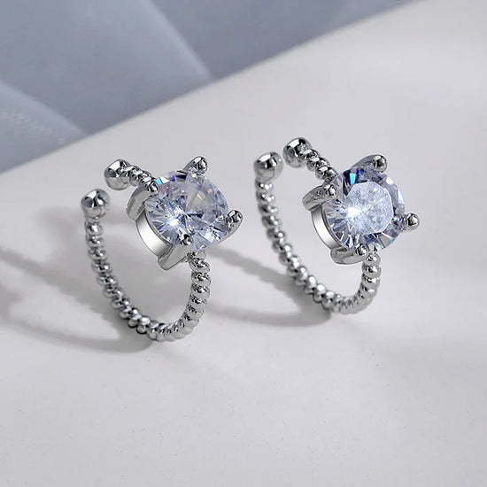 Fashion Jewelry 925 Sterling Silver Crystal Ear Cuff Women Clip Earrings no Piercing Earings Jewelry EH169