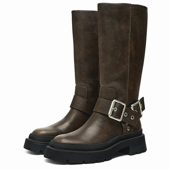 Platform Winter High Boots for Women Fashion Slip on Long Boots Female Elegant Thick Bottom Women&
