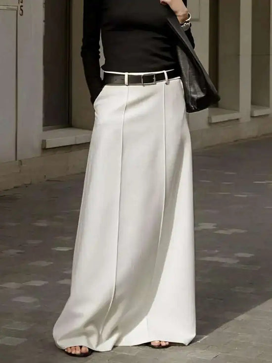 Office Lady Formal Solid Color H-line Skirts 2025 New Spring Summer High Waist Casual Elegant Long Skirt For Women ZI6B