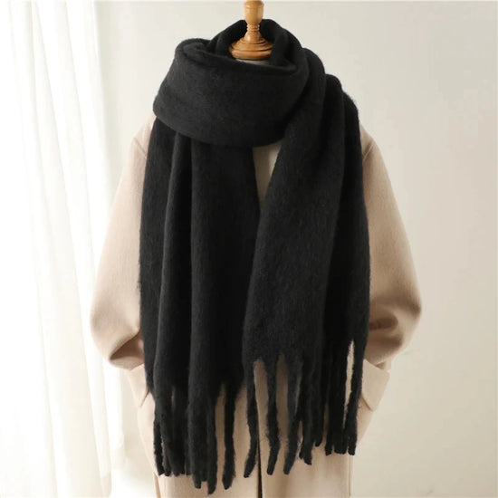 Winter Scarf For Women Cashmere Warm Solid Pashmina Blanket Wraps Female Thick Soft Bufanda Big Tassel Shawl Long Poncho Echarpe