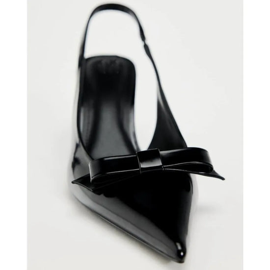 2025 Modern Office Shoes for Women Black red  Wedding Slingback Pointed Toe Butterfly Decoration Female High Heeled Sandals