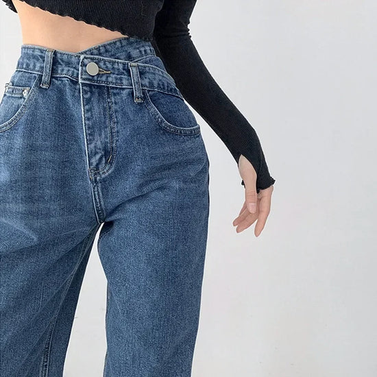 Vintage High-Waisted Straight-Leg Jeans Women&