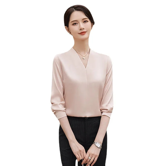 Sping Fall Blouses Shirts Formal OL Styles Long Sleeve Formal Women Business Work Wear Office Ladies Blouse Tops Clothes
