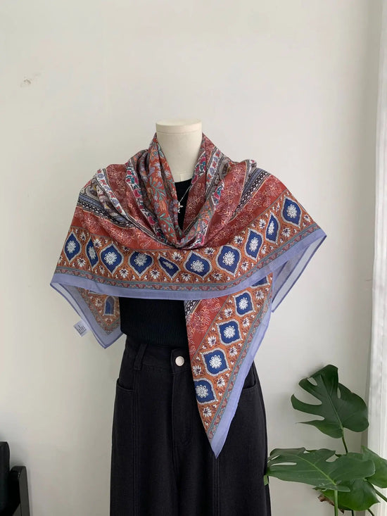 Women Scarf Shawl Lightweight French Vintage Large Square Unique Design Versatile Spring Summer Autumn Daily Hair Neck Wrap