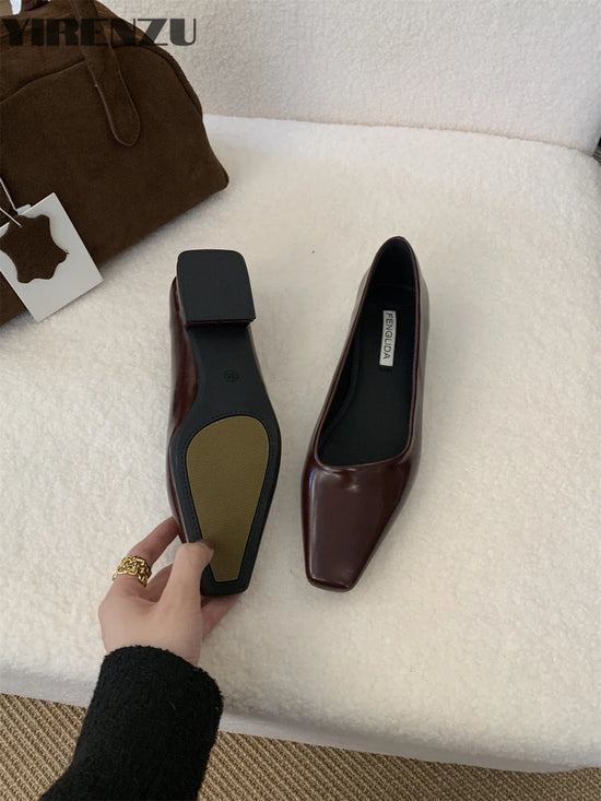 2025 New Fashion High Heels Women Square Toe Pumps Elegant Low Heel Footwear Shallow Comfort Office Women Shoes Tacones