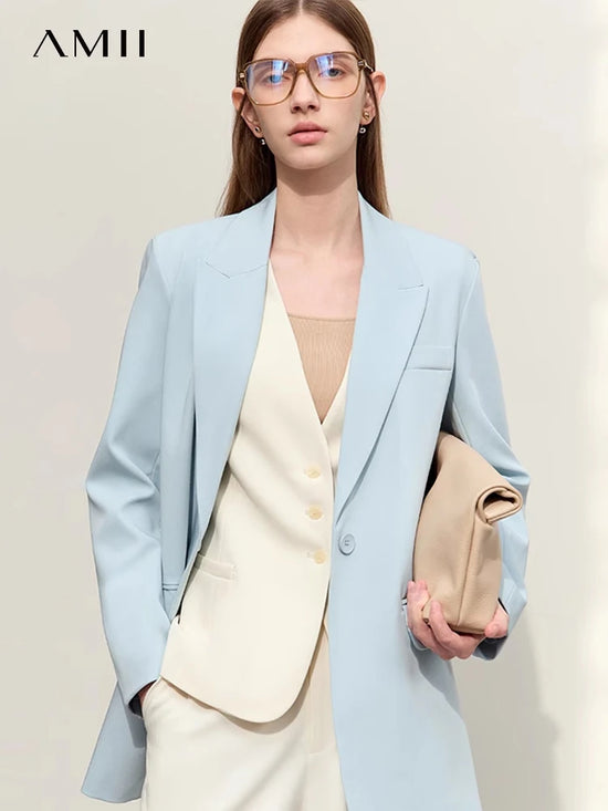 AMII Minimalism Blazer for Women Korean 2023 Sping New Loose Office Lady Women&