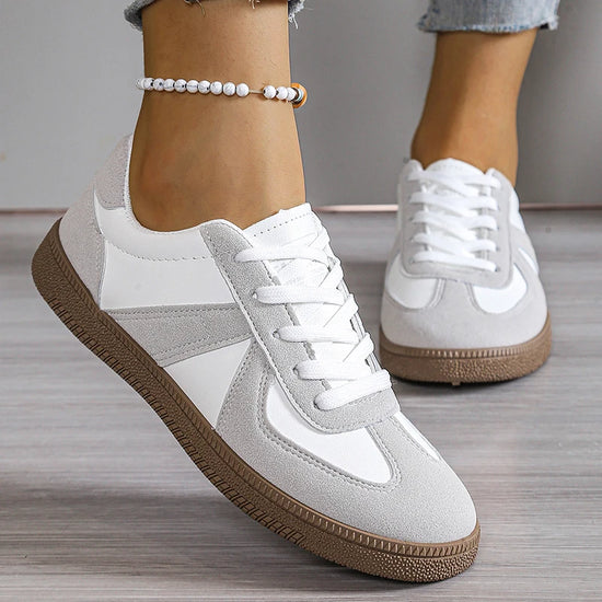 2025 New Patchwork Flat Heel Sneaker Women Spring Autumn Soft Sole Casual Shoes Woman Lace Up Non Slip Tennis Running Shoes
