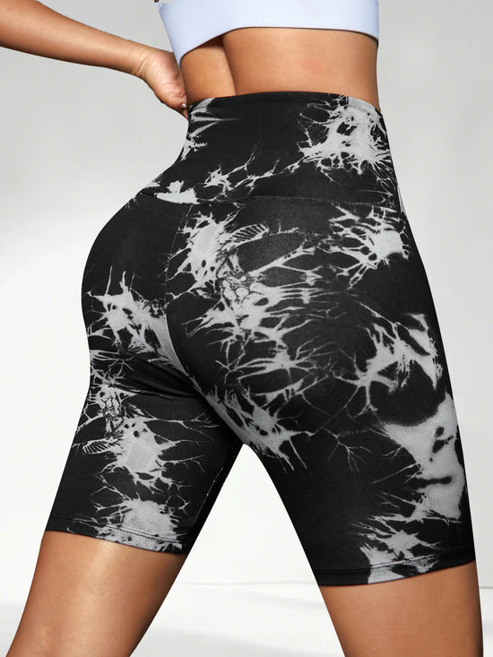 Super Soft High Waisted Tie Dye Print Sport Biker Shorts for Women No See Running Yoga Athletic Push Up Gym Shorts