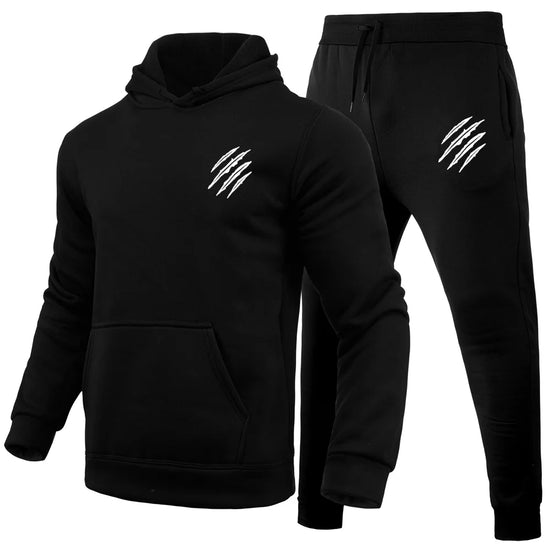Fashion Tracksuit for Men animal paw printed Hooded Sweatshirt and Sweatpants Two Pieces Suits Male Casual Fitness Jogging Sport